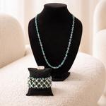 Teal Blue Green Beaded Jewelry Set