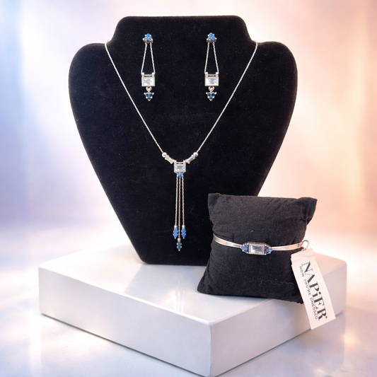 Blue & Silver Mother of Pearl Jewelry Set – Napier