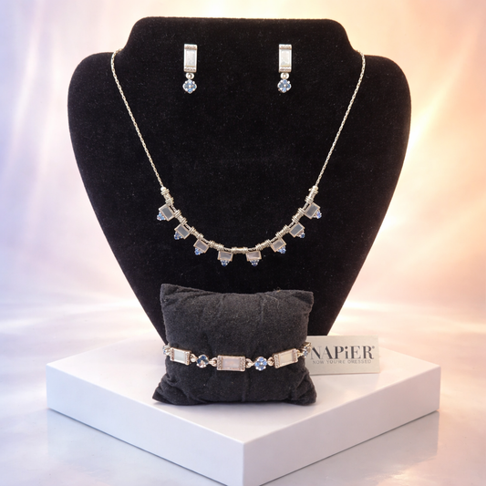 Napier Mother of Pearl Jewelry Set – Blue & Silver