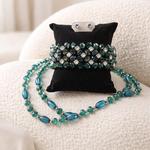 Teal Blue Green Beaded Jewelry Set