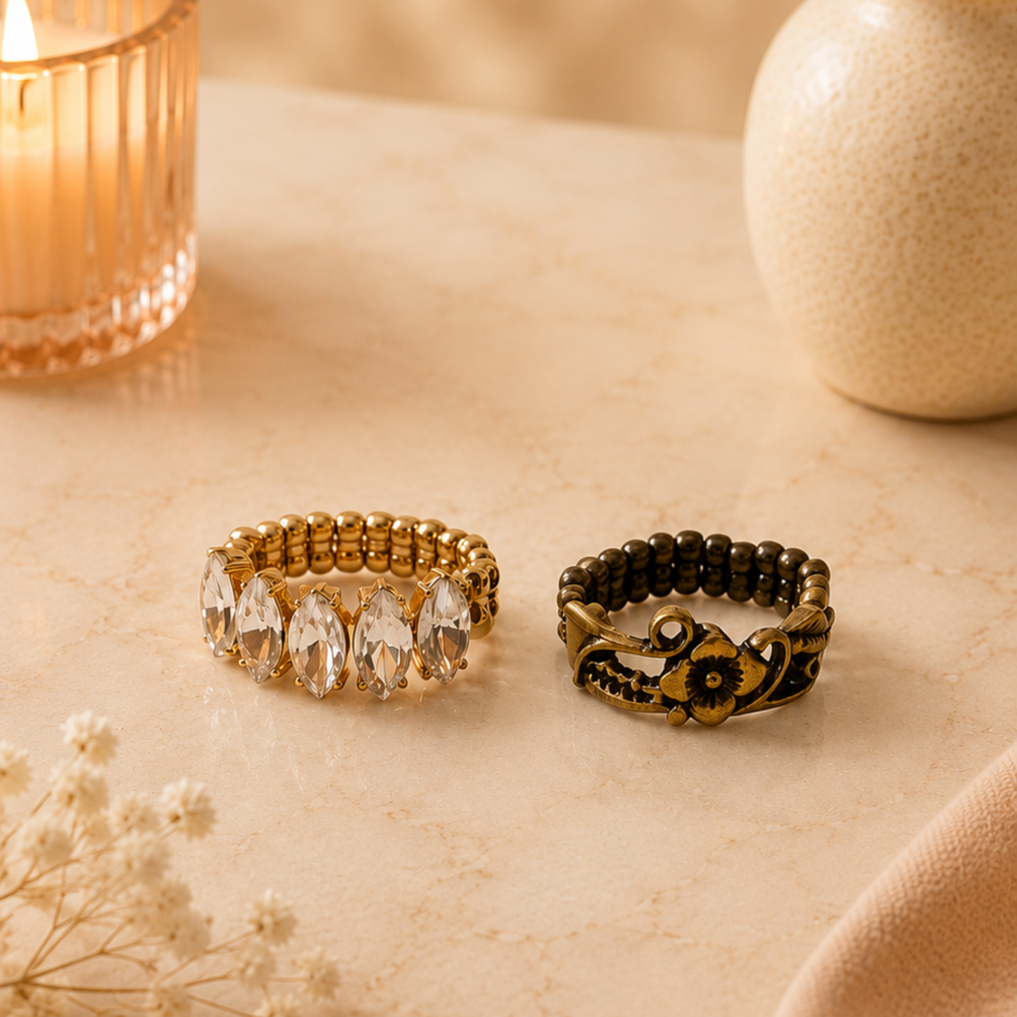 11 Stretchy Fashion Rings Bundle | Mixed Styles | Jewelry Lot