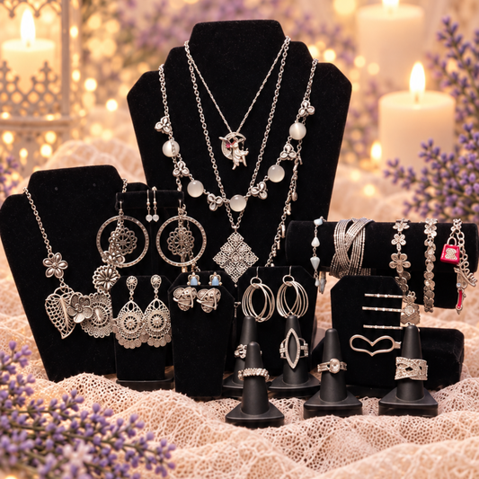 Silver-Tone Jewelry Bundle – Rings, Earrings, Bracelets, Necklaces & More!