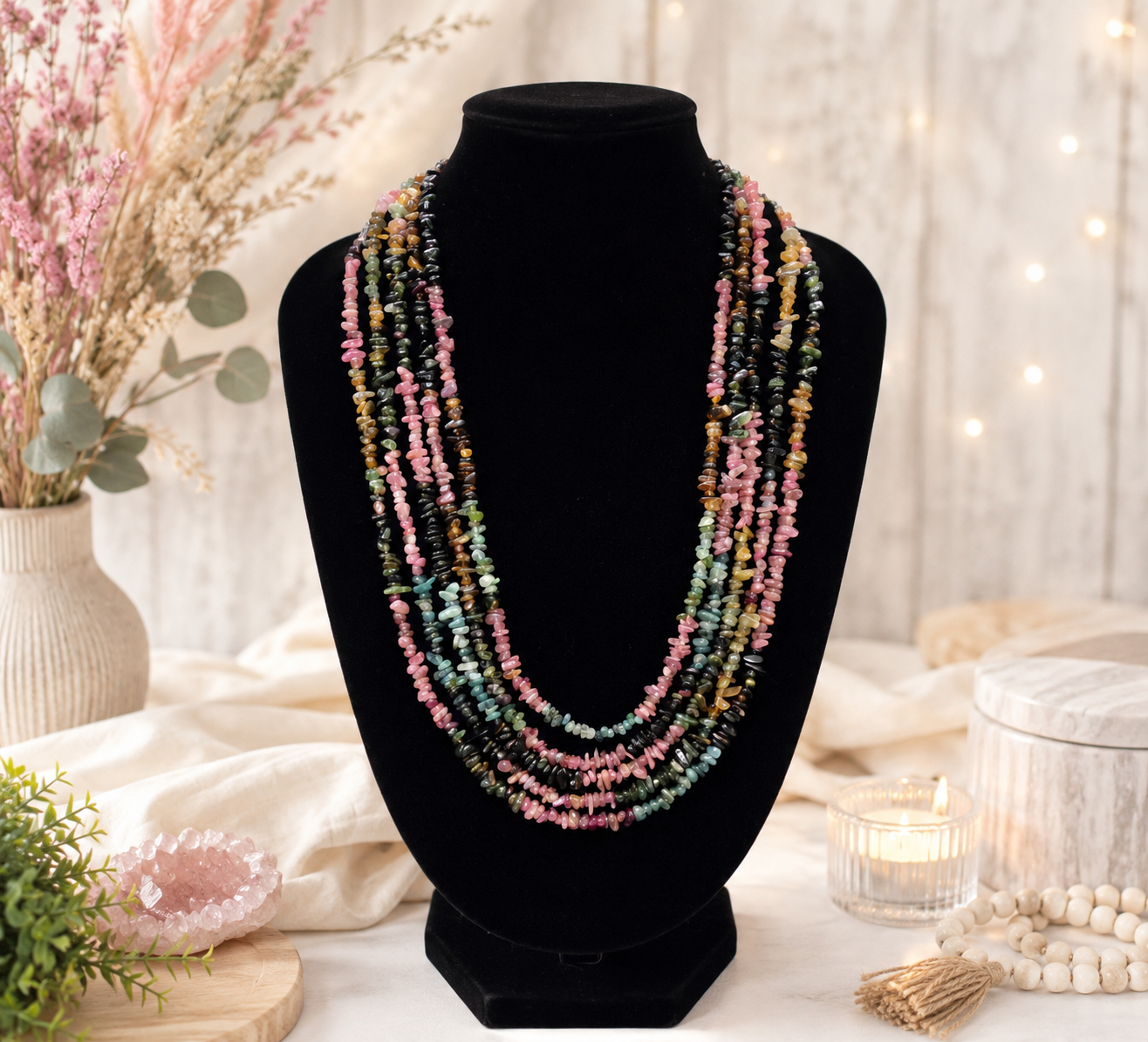 Multi-Strand Gemstone Chip Necklace + FREE Brand-New Napier Jewelry Bonus!