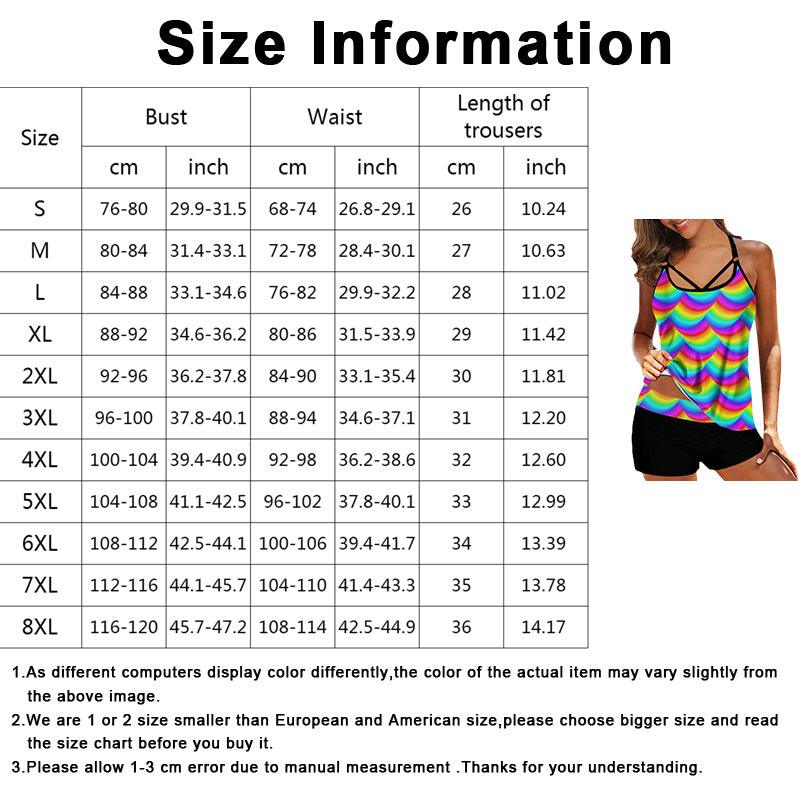 Women Beach Blue Print Backless 2 Piece Swimsuit Spaghetti Strap Tankini Top With Bikini Bottom